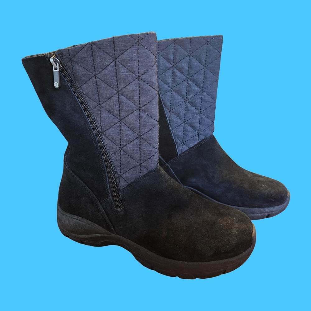 NWOT Lands End Stylish Black Quilted Women's Boots Size 8